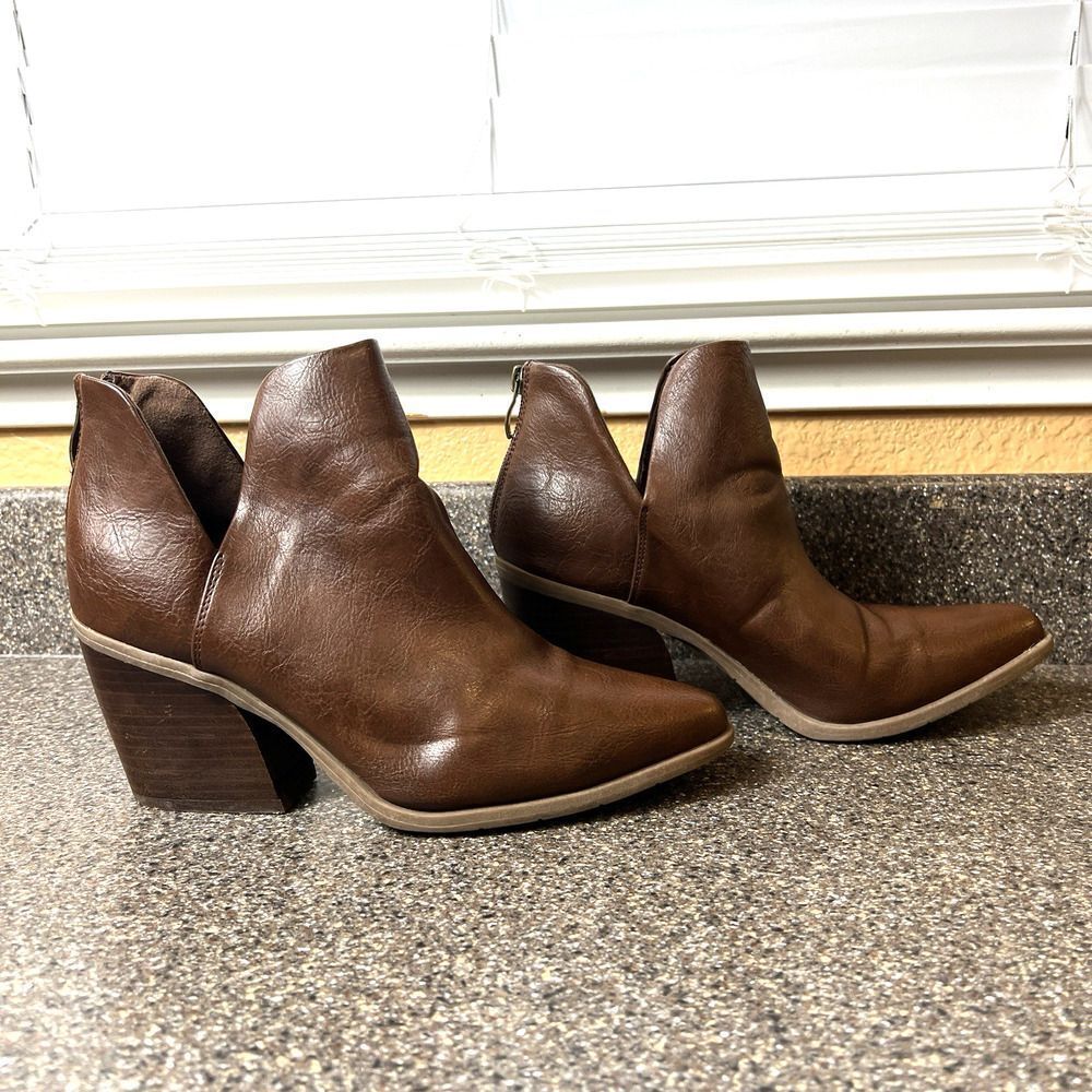 Michael Kors D'Orsay Ankle Booties Women's 8.5 Brown Synthetic Pointed Toe Heels
